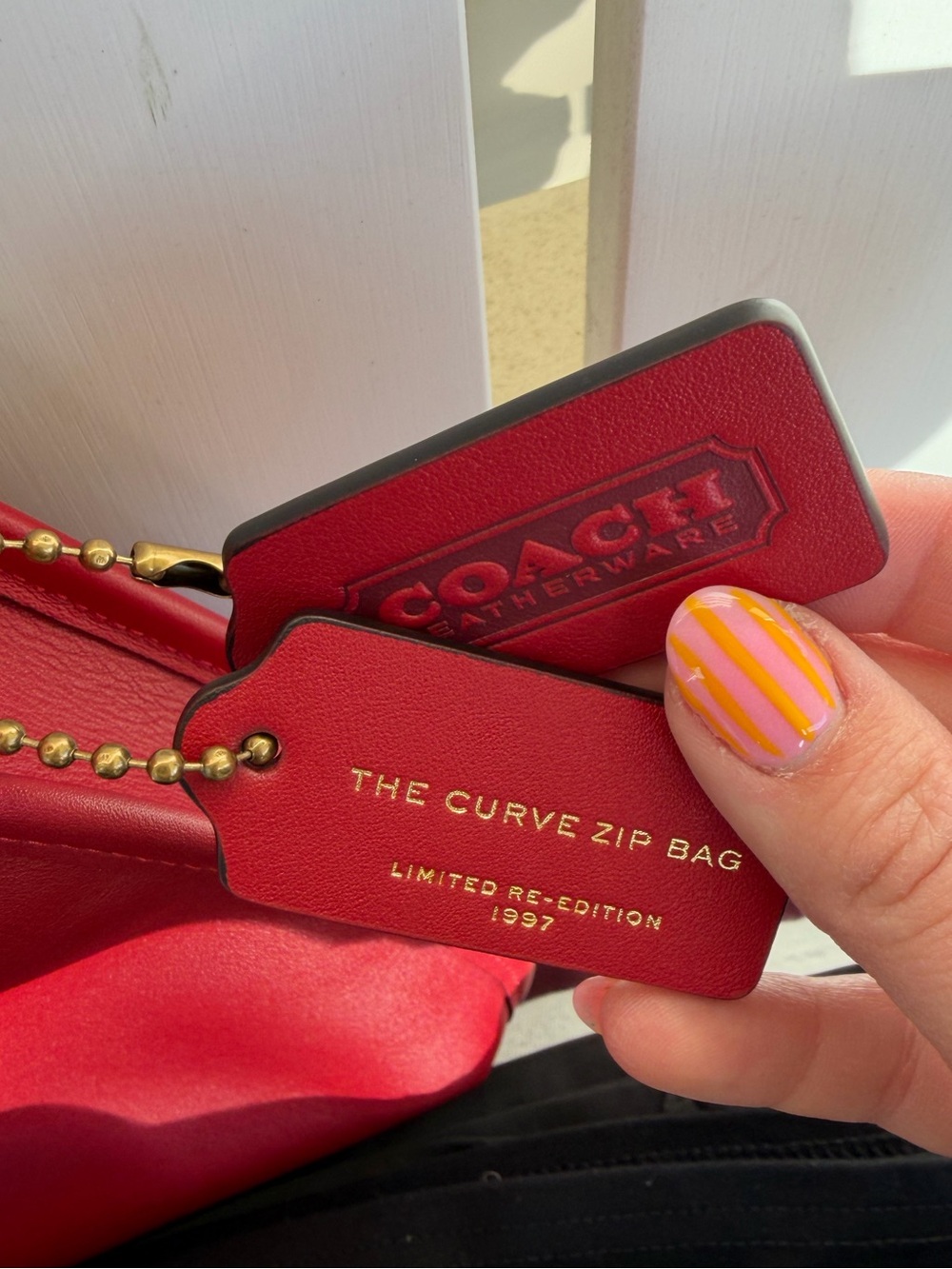 Coach curve zip shoulder bag ruby red purse - Picture 7 of 10